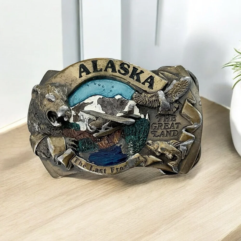 The Great American Buckle Co. 1986 Alaska Bush Plane Multicolor Belt Buckle